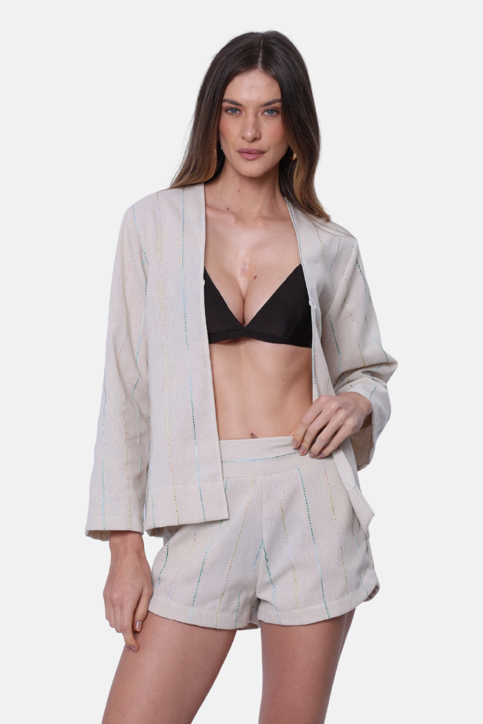 CONJUNTO LINHO NATURAL 4 PEÇAS