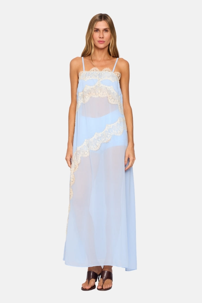 Vestido Longo Berlim Com Renda Transparente