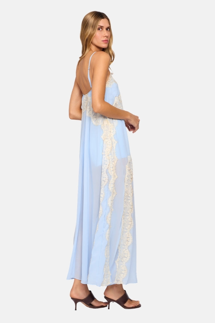 Vestido Longo Berlim Com Renda Transparente
