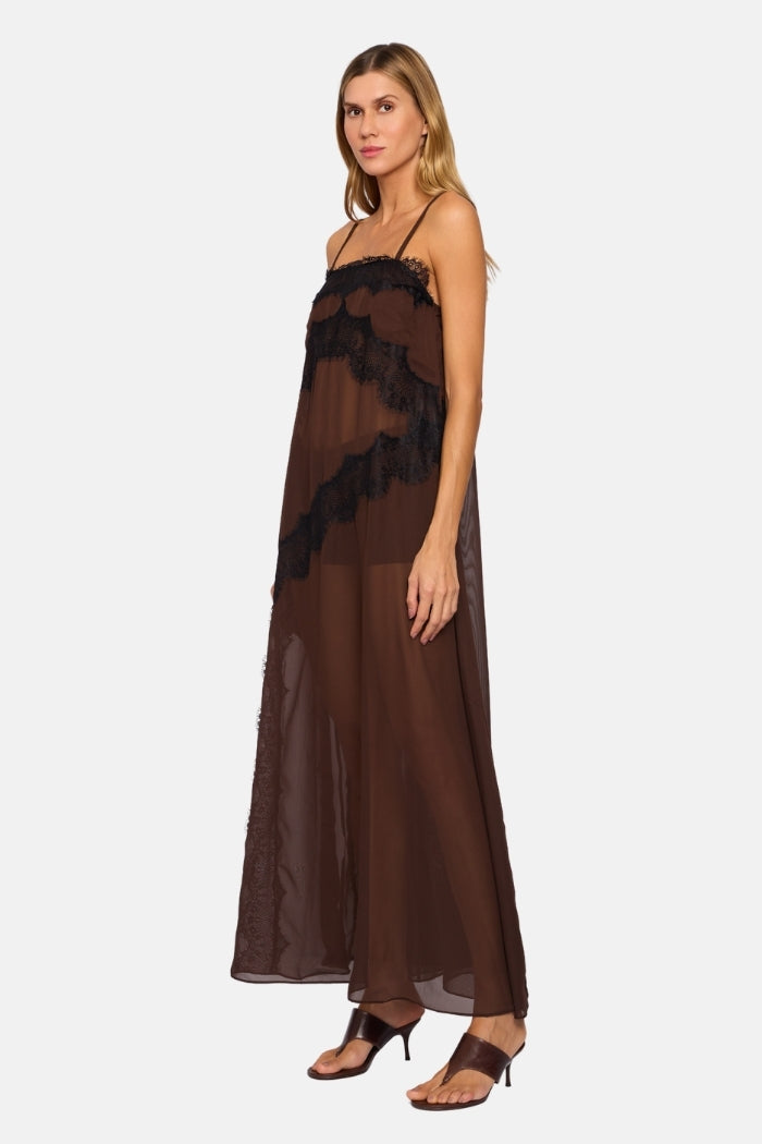 Vestido Longo Berlim Com Renda Transparente