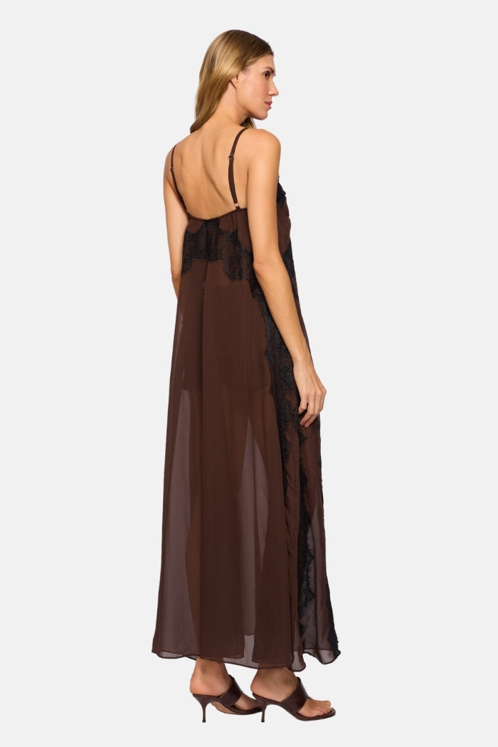 Vestido Longo Berlim Com Renda Transparente