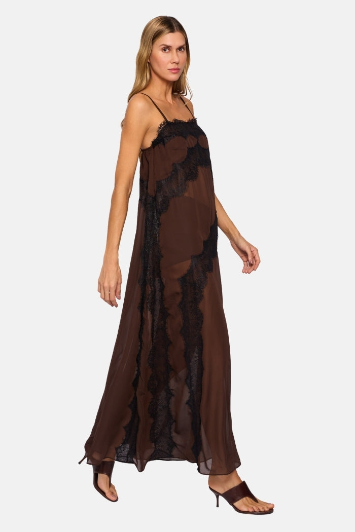 Vestido Longo Berlim Com Renda Transparente