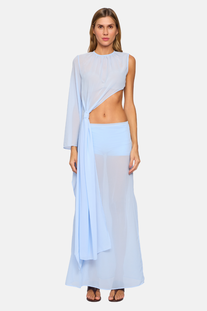 Pré-venda Conjunto Blusa Capa Éter + Saia NewYork Azul