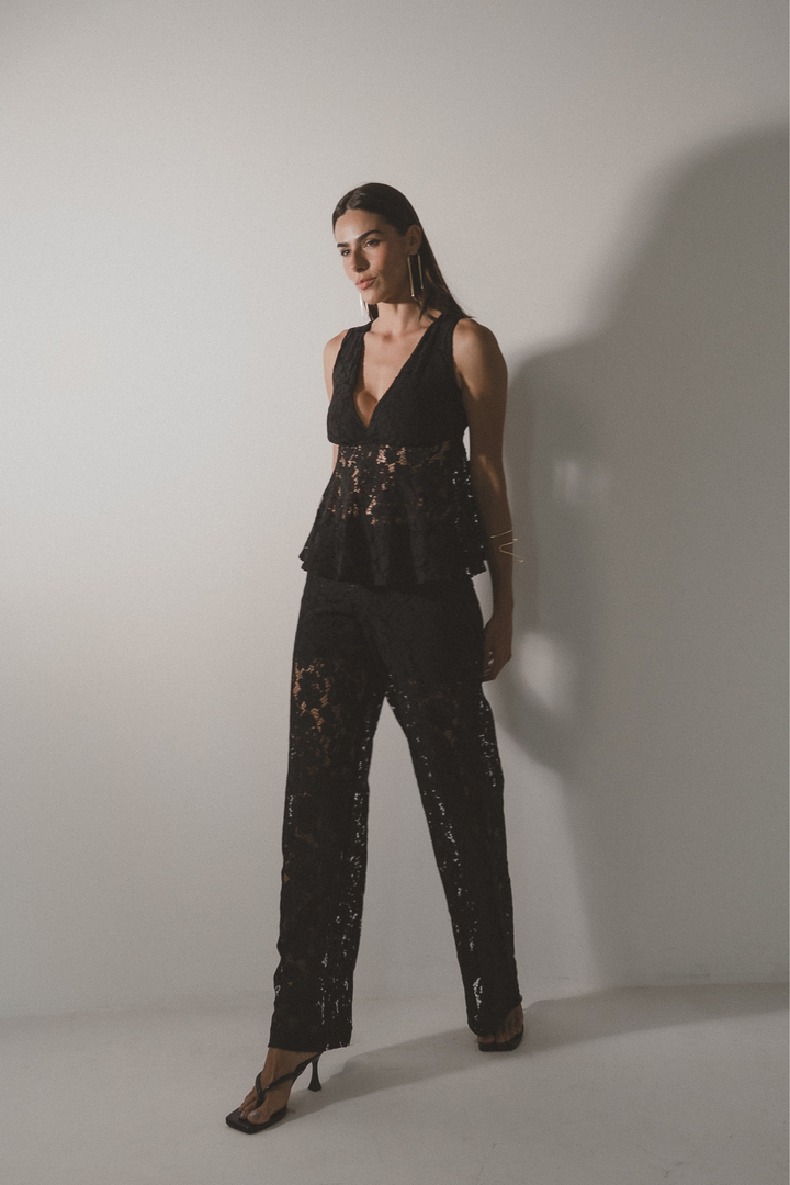 Blusa Peplum Renda Guipure