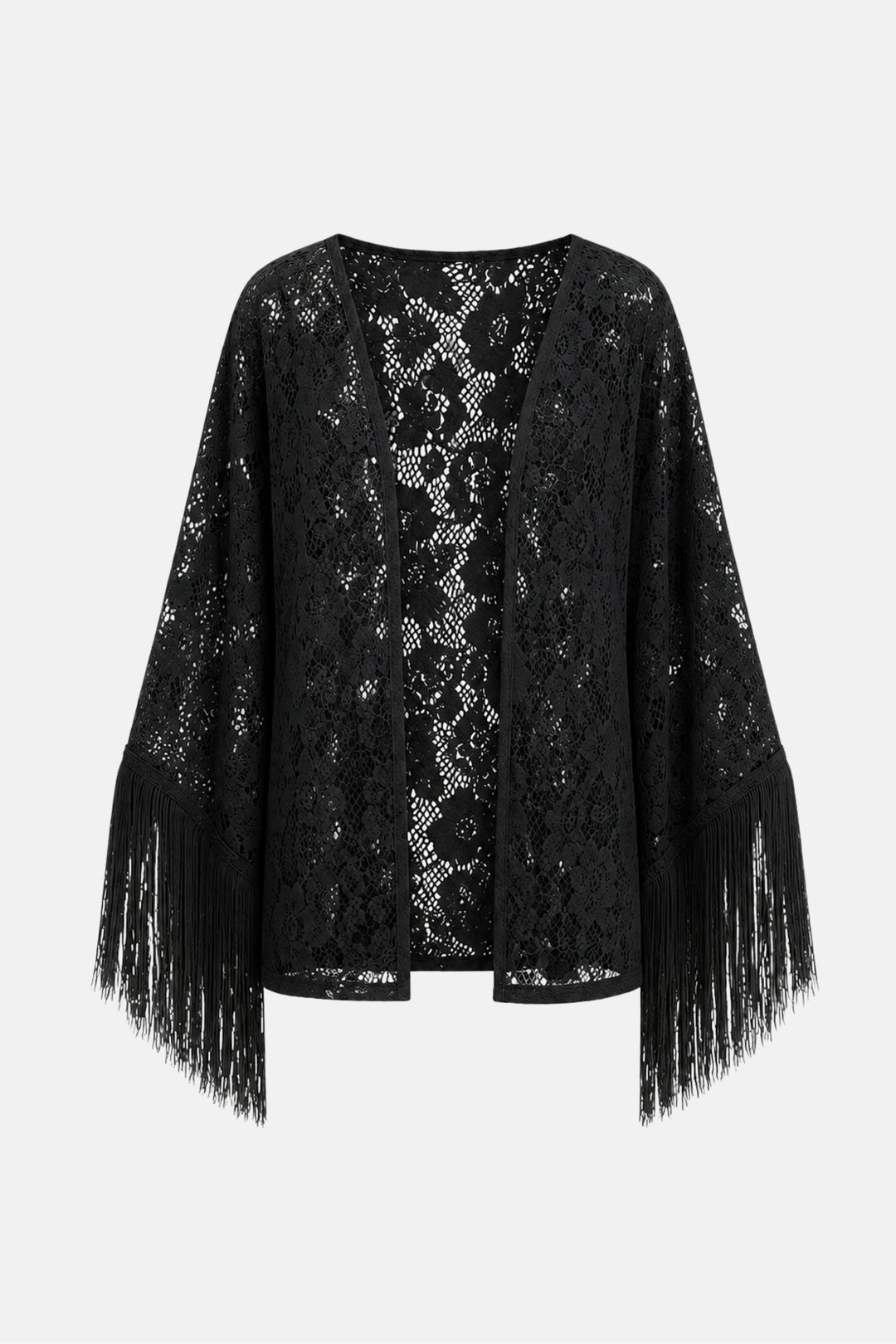 PRÉ-VENDA Blusa Kimono Renda Guipure Franja