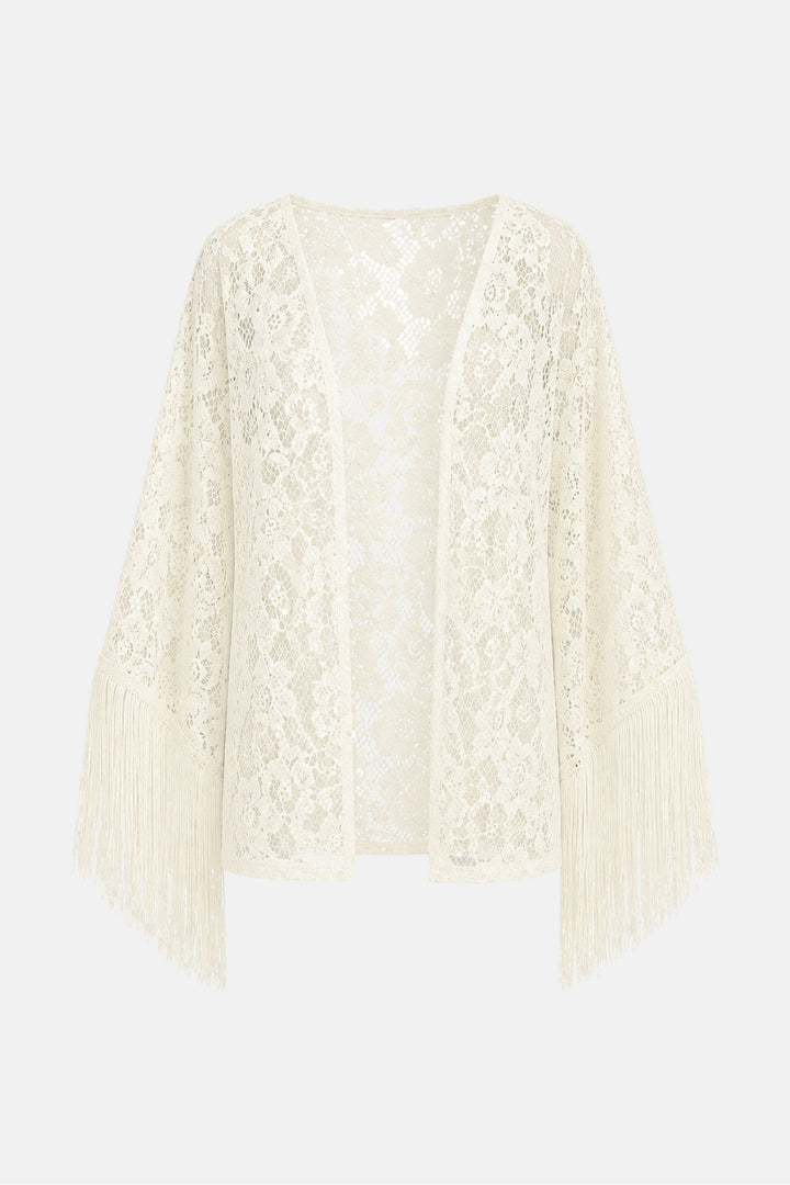 PRÉ-VENDA Blusa Kimono Renda Guipure Franja