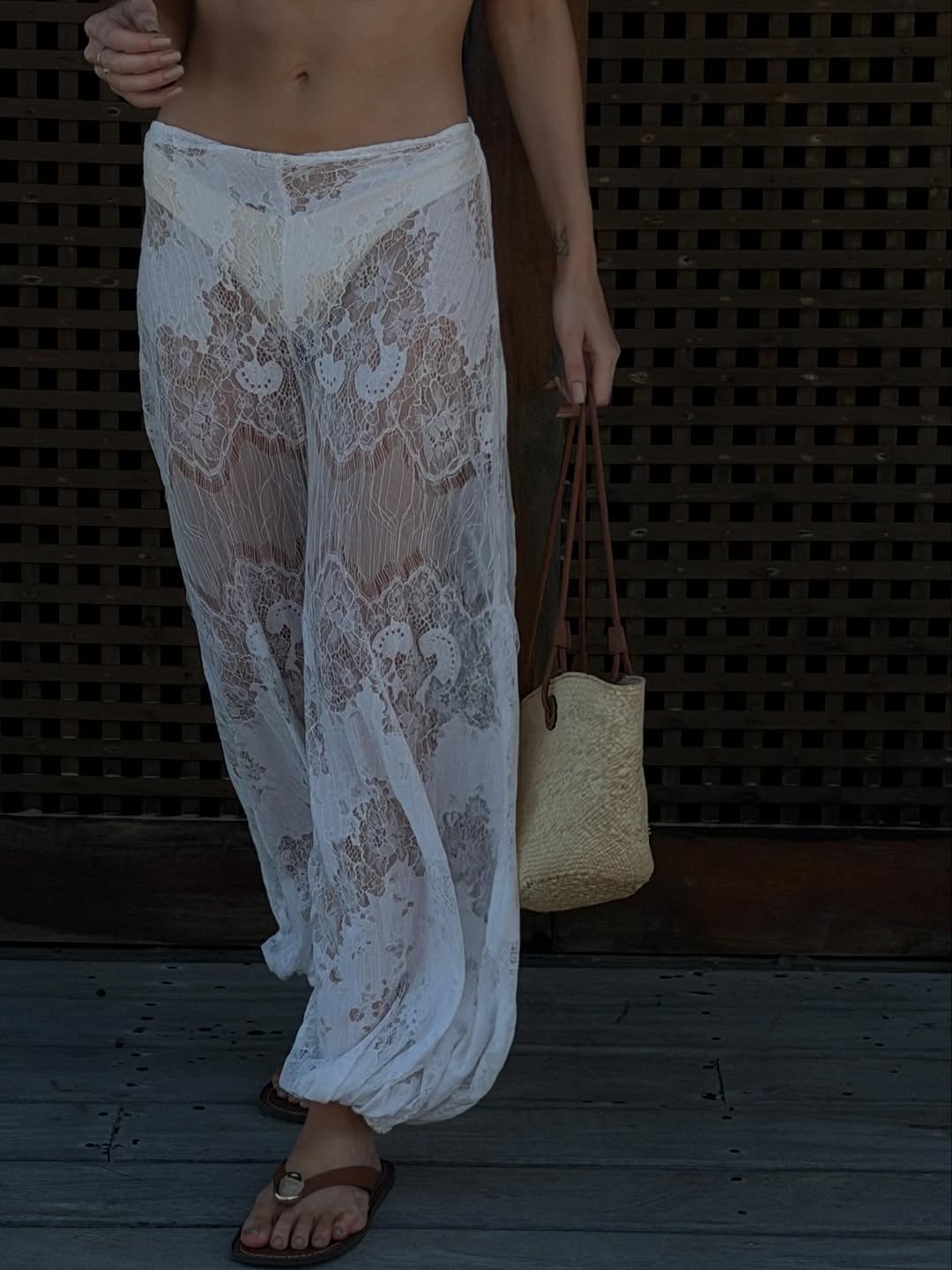 Calça Longa Aladim Renda Off